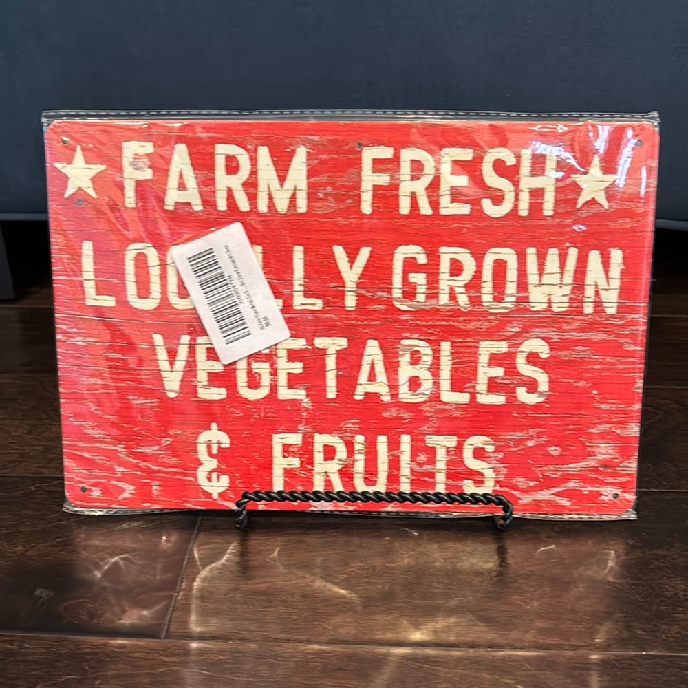Farm Fresh Locally Grown Vegetables & Fruit Metal Wall Sign NIP